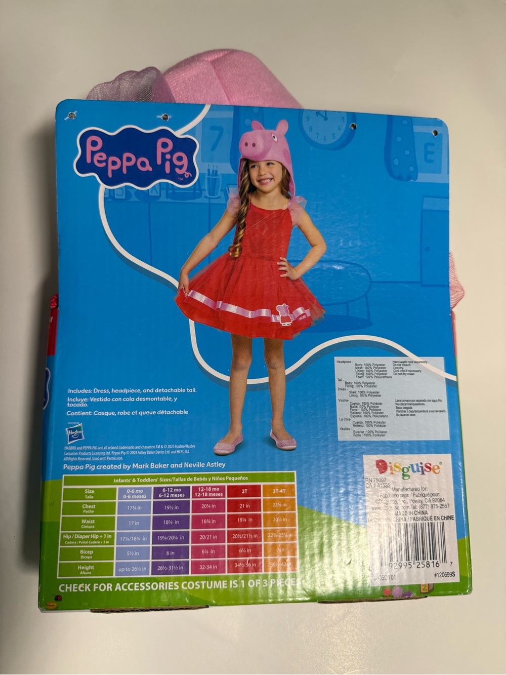 Peppa Pig Red Dress Costume with Pink Hooded Headpiece